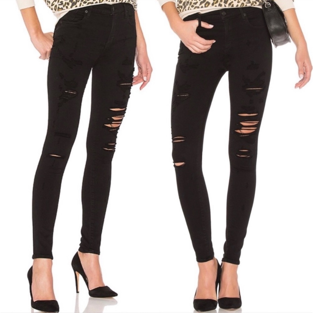 AGOLDE Chloe Distressed Jeans in black size 25
